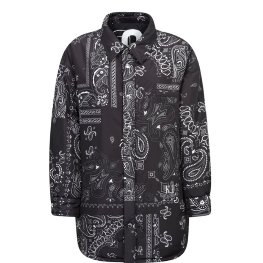Puffer Shirt Jacket In Bandana Print